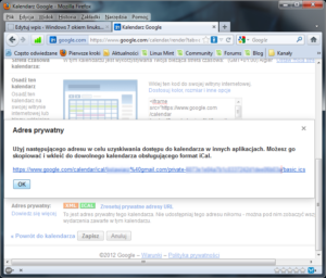 Adres prywatny Kalendarza Google