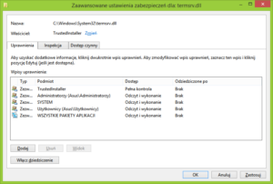 Uprawnienia termsrv.dll