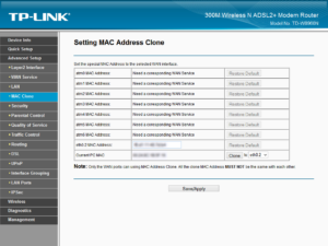 Setting MAC Address Clone