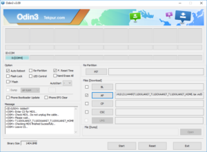 Odin3 flashing stock firmware - start